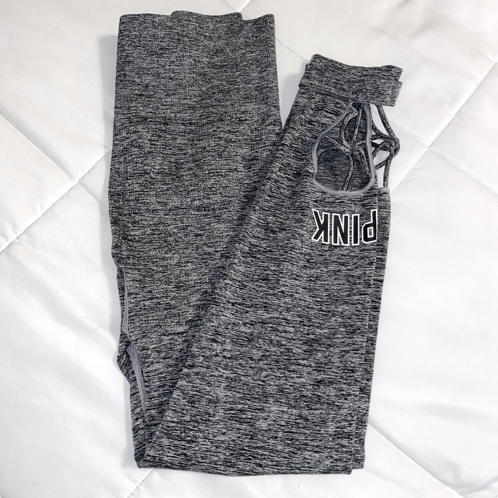 PINK Grey leggings with Ankle Detail - Medium